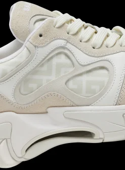 Shop B-East Monogrammed Nylon And Leather Trainers Women B-East