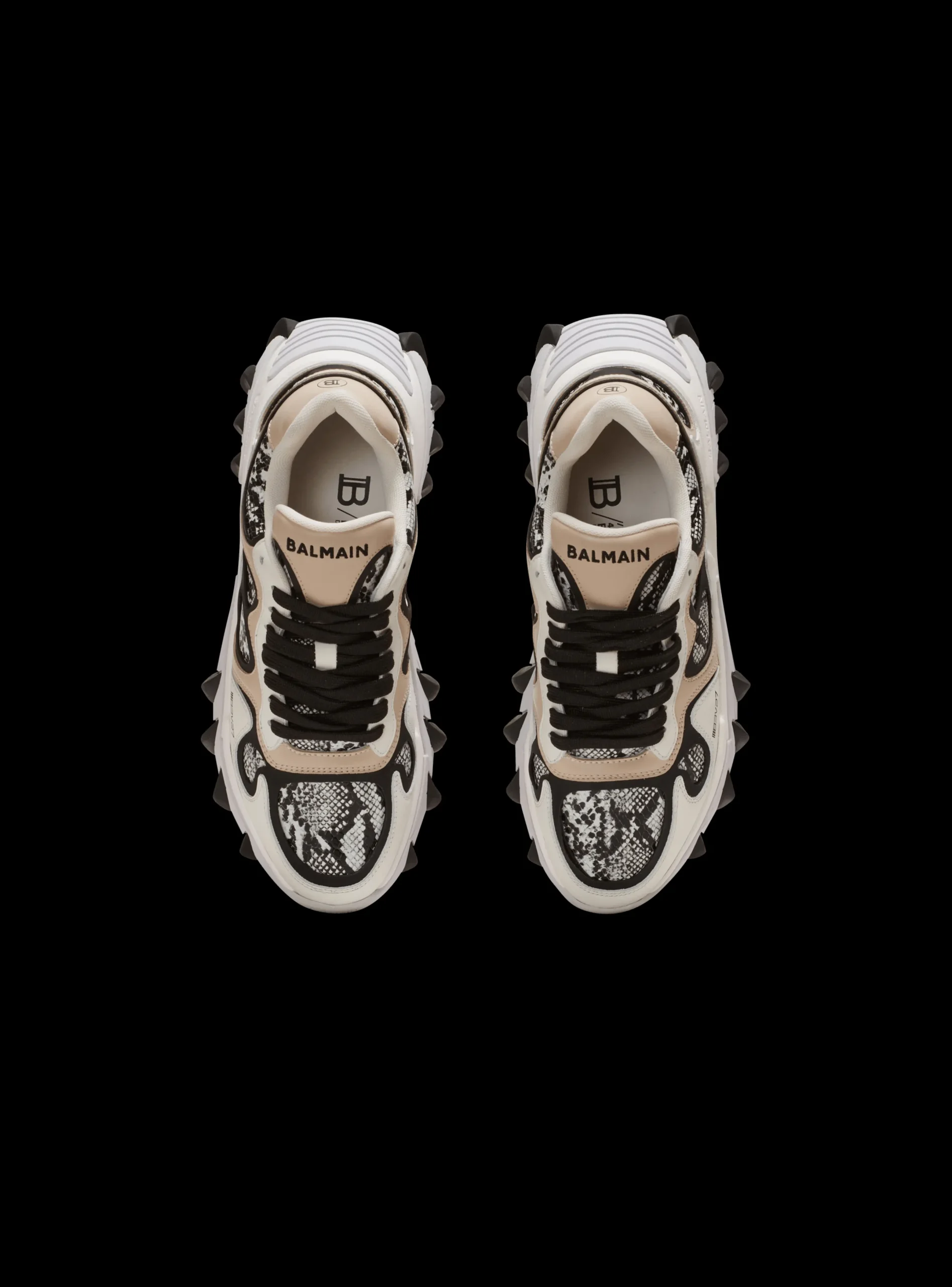 Sale B-East Snakeskin-effect Leather, Suede And Mesh Trainers Women Women|Sneakers