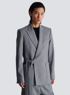 Sale Belted Asymmetrical Jacket In Double Crepe Jackets And Blazers