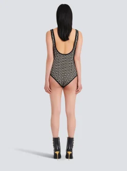 Clearance Bicolor Jacquard Bodysuit With Monogram Women Tops And Shirts