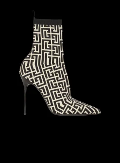 Outlet Bicolor Stretch Knit Skye Ankle Boots With Monogram Women Boots