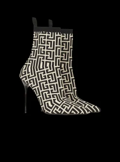 Outlet Bicolor Stretch Knit Skye Ankle Boots With Monogram Women Boots