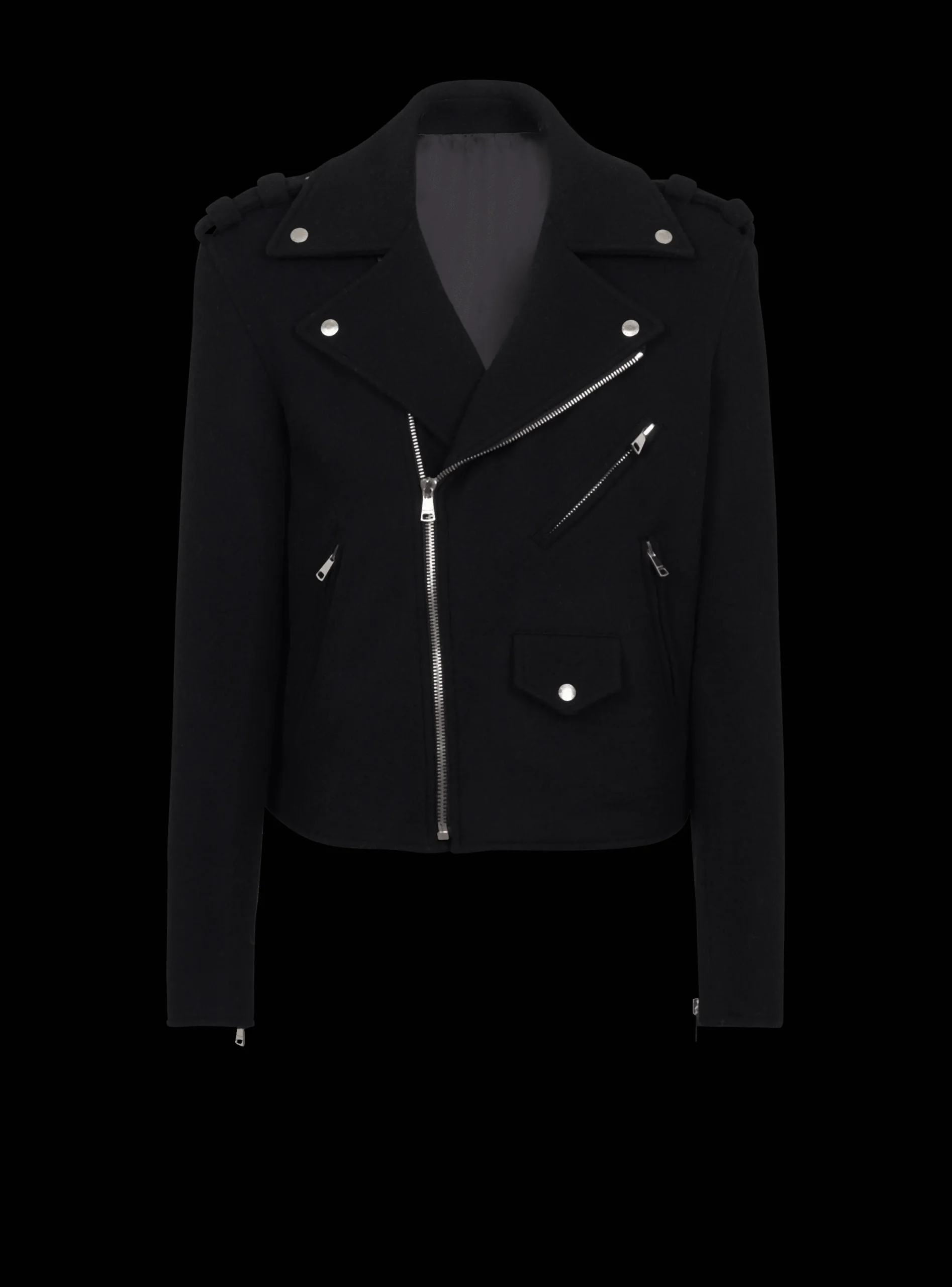 Hot Biker Jacket In Felted Wool Outerwear