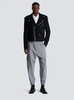 Hot Biker Jacket In Felted Wool Outerwear