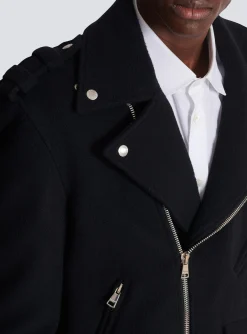 Hot Biker Jacket In Felted Wool Outerwear