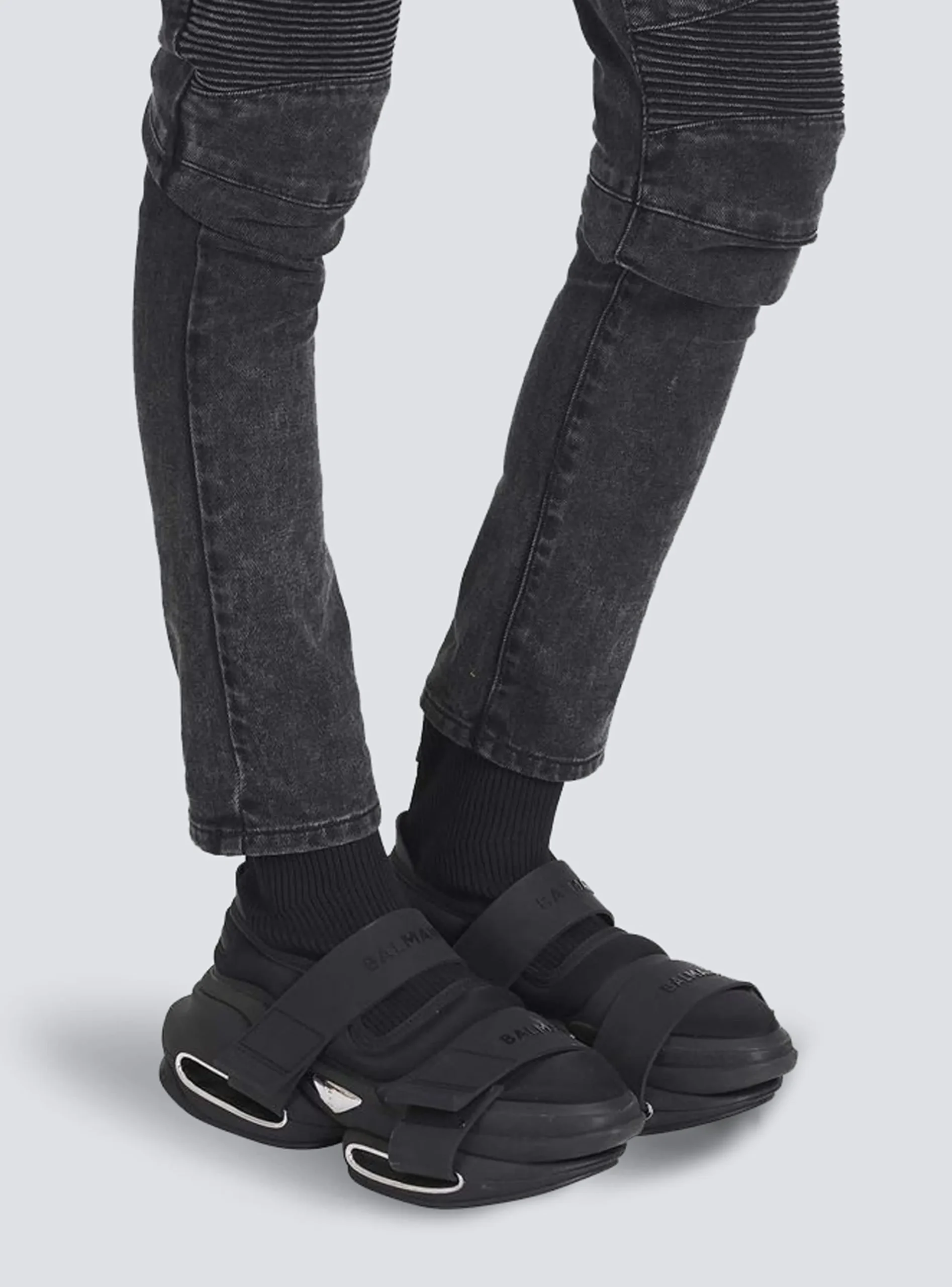 Outlet Neoprene And Knit B-Bold High-top Sneakers With Straps B-Bold
