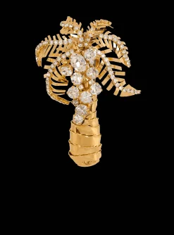 New Brass And Crystal Palm Tree Brooch Women Fashion Jewelry