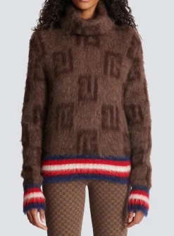 Sale Brushed Mohair Jumper With Monogram Print Women Knitwear