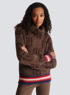 Sale Brushed Mohair Jumper With Monogram Print Women Knitwear