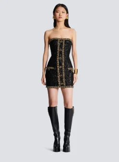Discount Bustier Dress With Sequin Embroidery Women Dresses