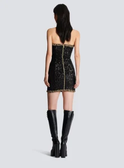 Discount Bustier Dress With Sequin Embroidery Women Dresses