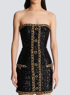 Discount Bustier Dress With Sequin Embroidery Women Dresses