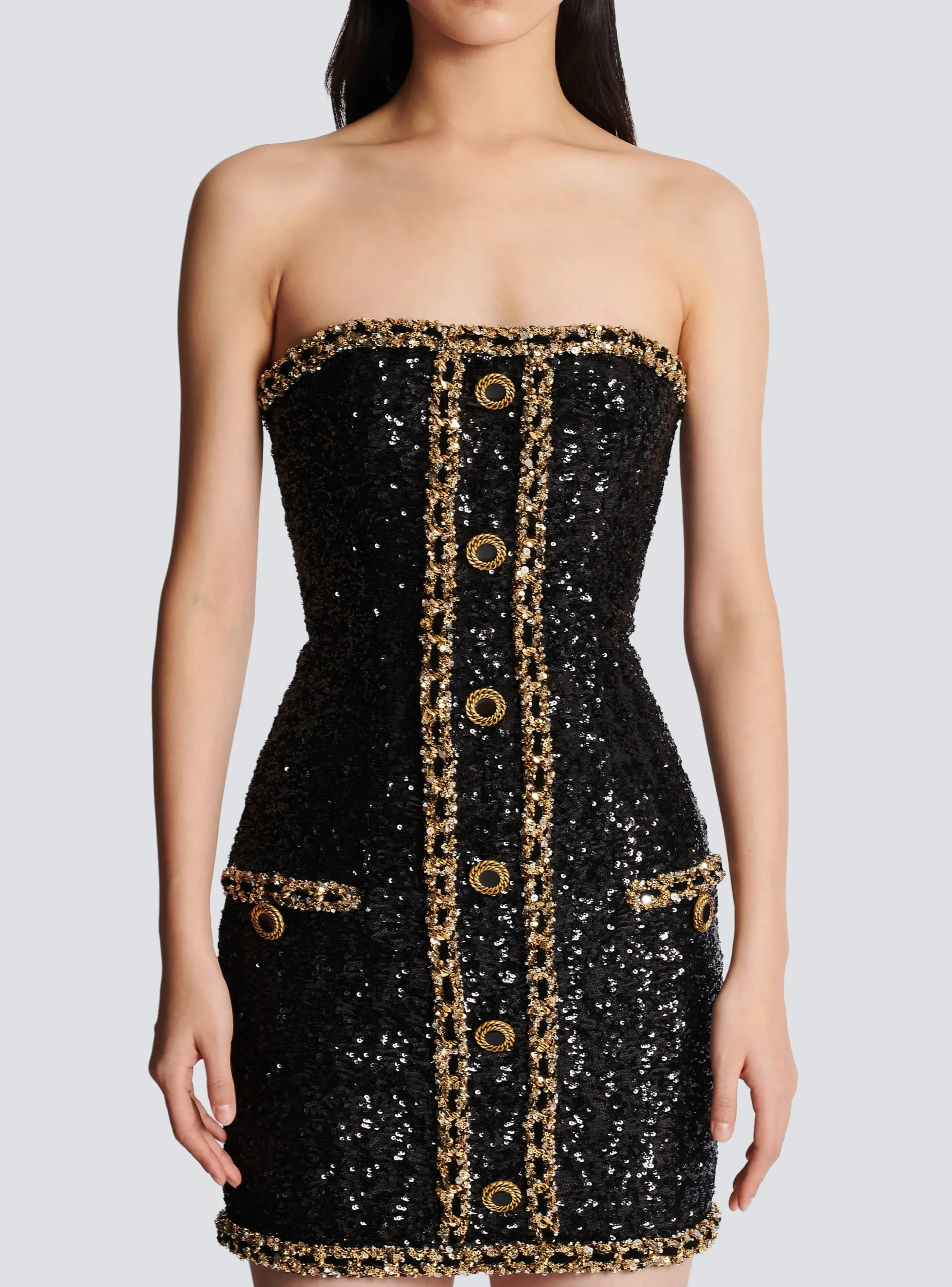 Discount Bustier Dress With Sequin Embroidery Women Dresses