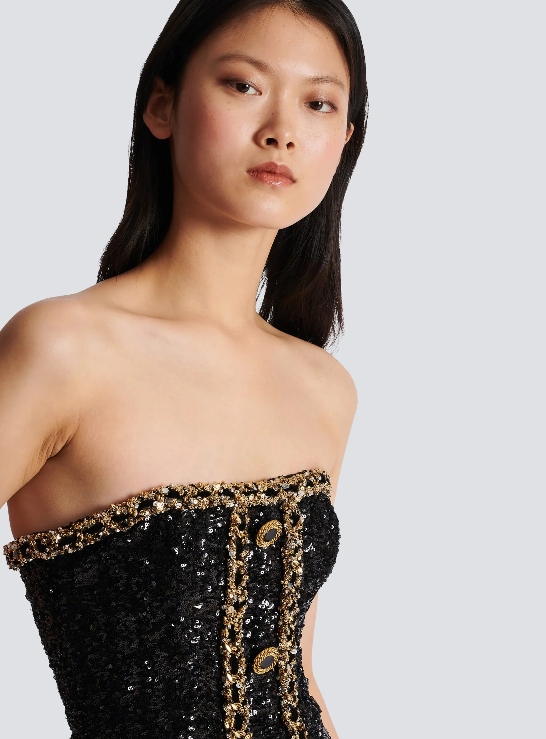 Discount Bustier Dress With Sequin Embroidery Women Dresses