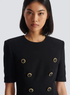 Store 8-button Crepe Dress Women Dresses