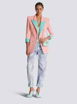 Cheap 1-button Double Crepe Two-tone Jacket Women Jackets And Blazers