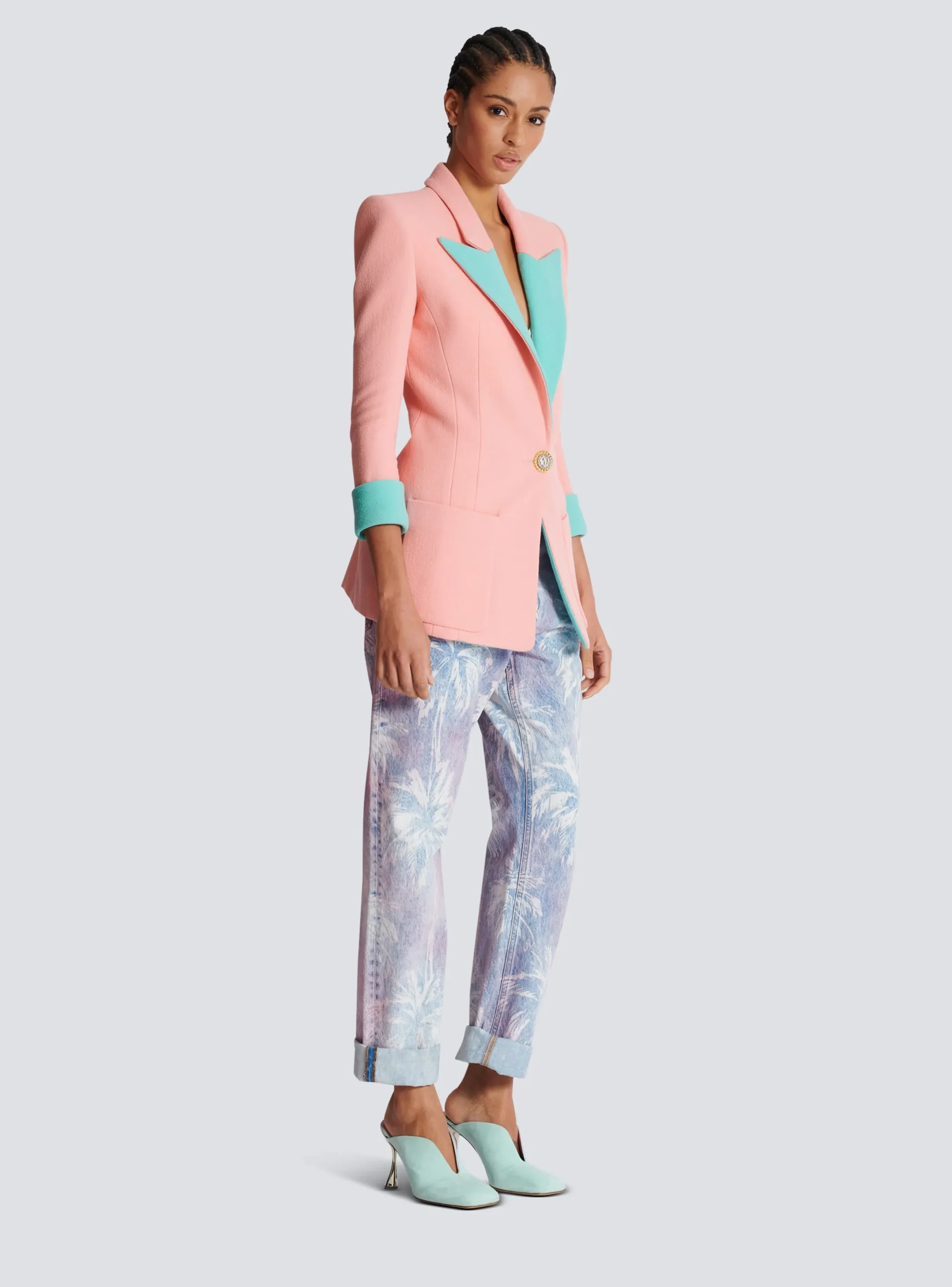 Cheap 1-button Double Crepe Two-tone Jacket Women Jackets And Blazers