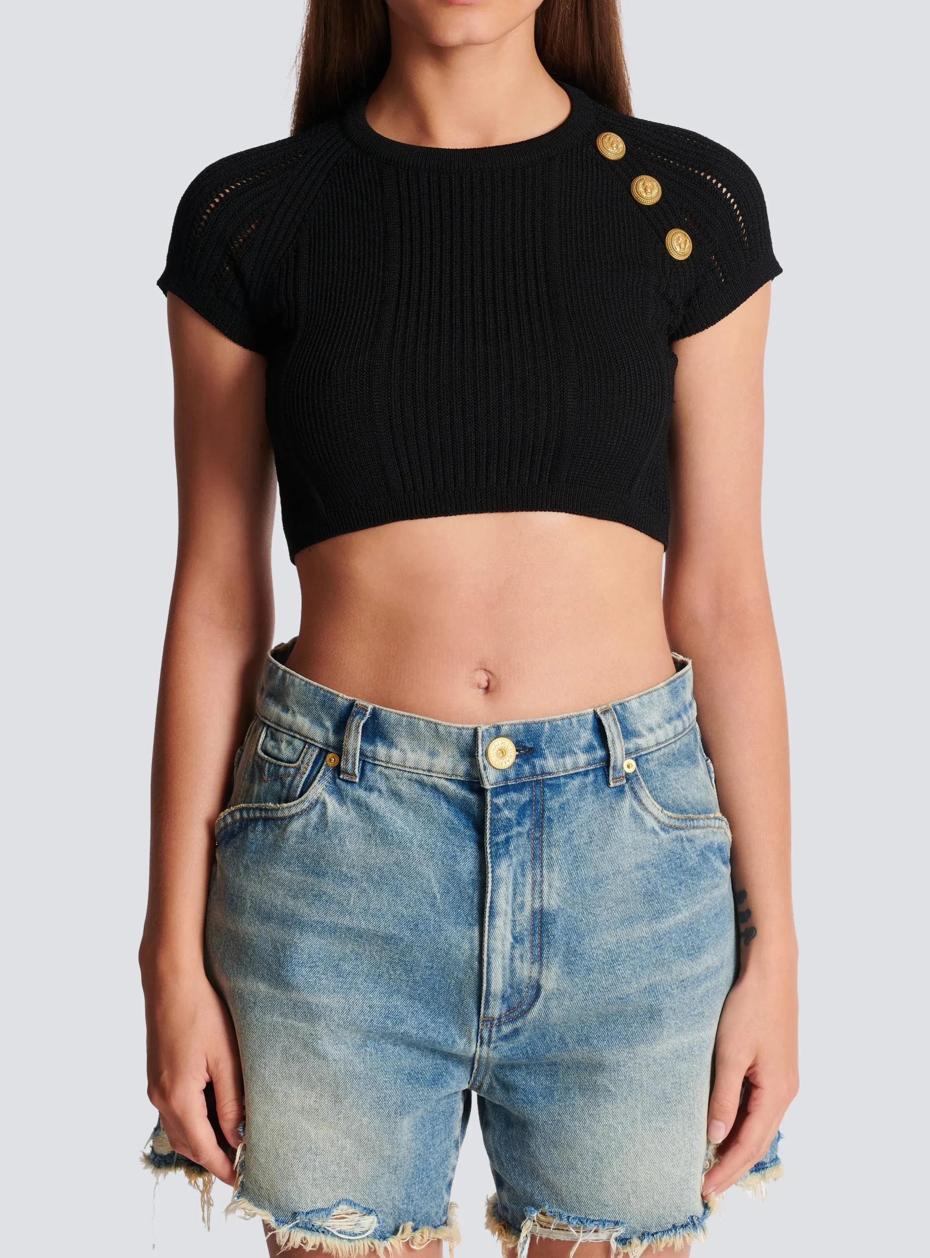 Cheap 3-button Fine Knit Top Women Knitwear|Tops And Shirts