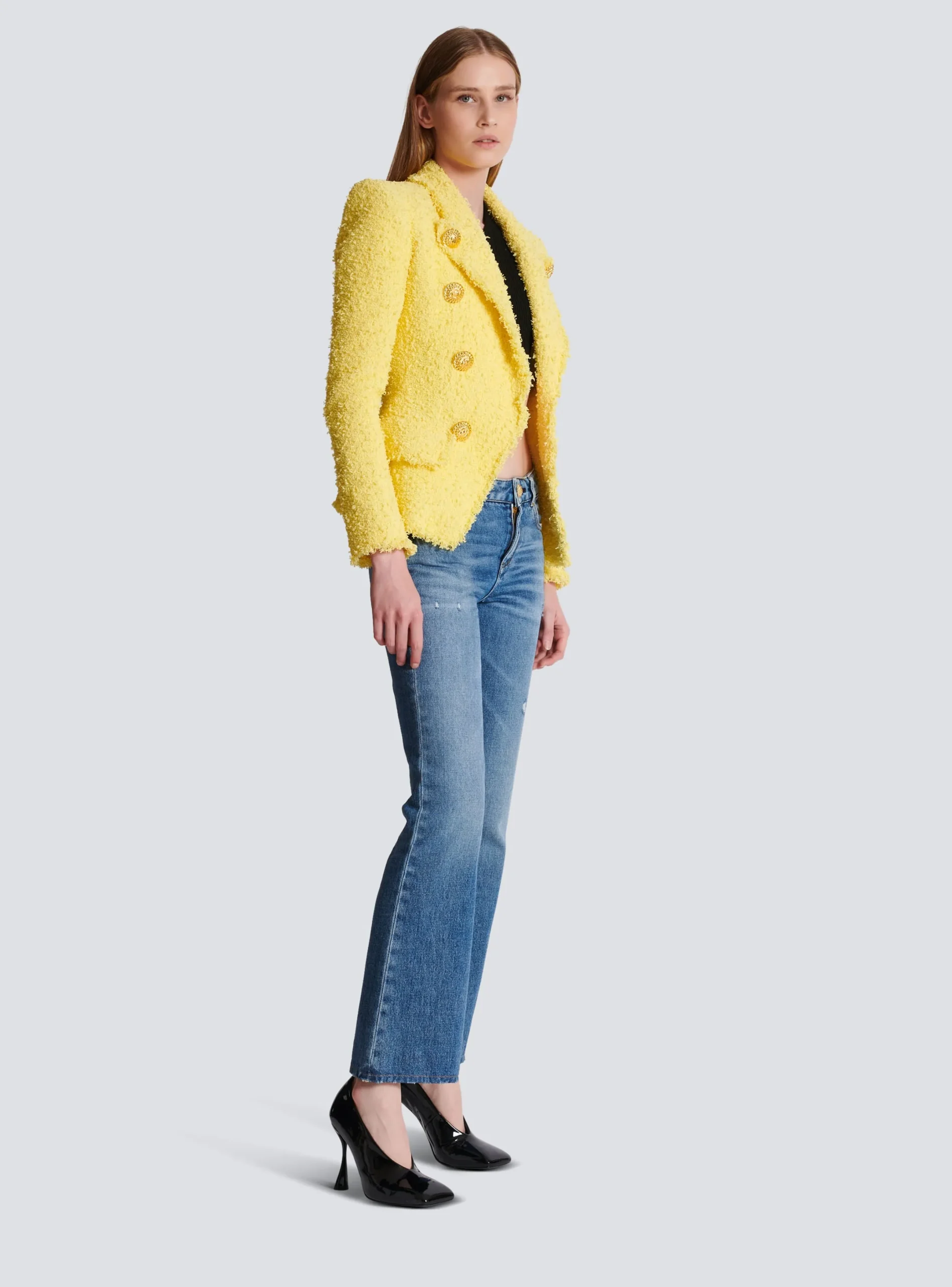 Cheap 8-button Fitted Tweed Jacket Women Jackets And Blazers