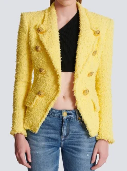 Cheap 8-button Fitted Tweed Jacket Women Jackets And Blazers