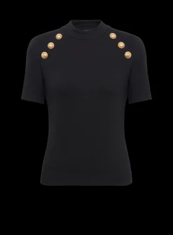 Flash Sale 6-button Knit T-shirt Women Knitwear|Tops And Shirts