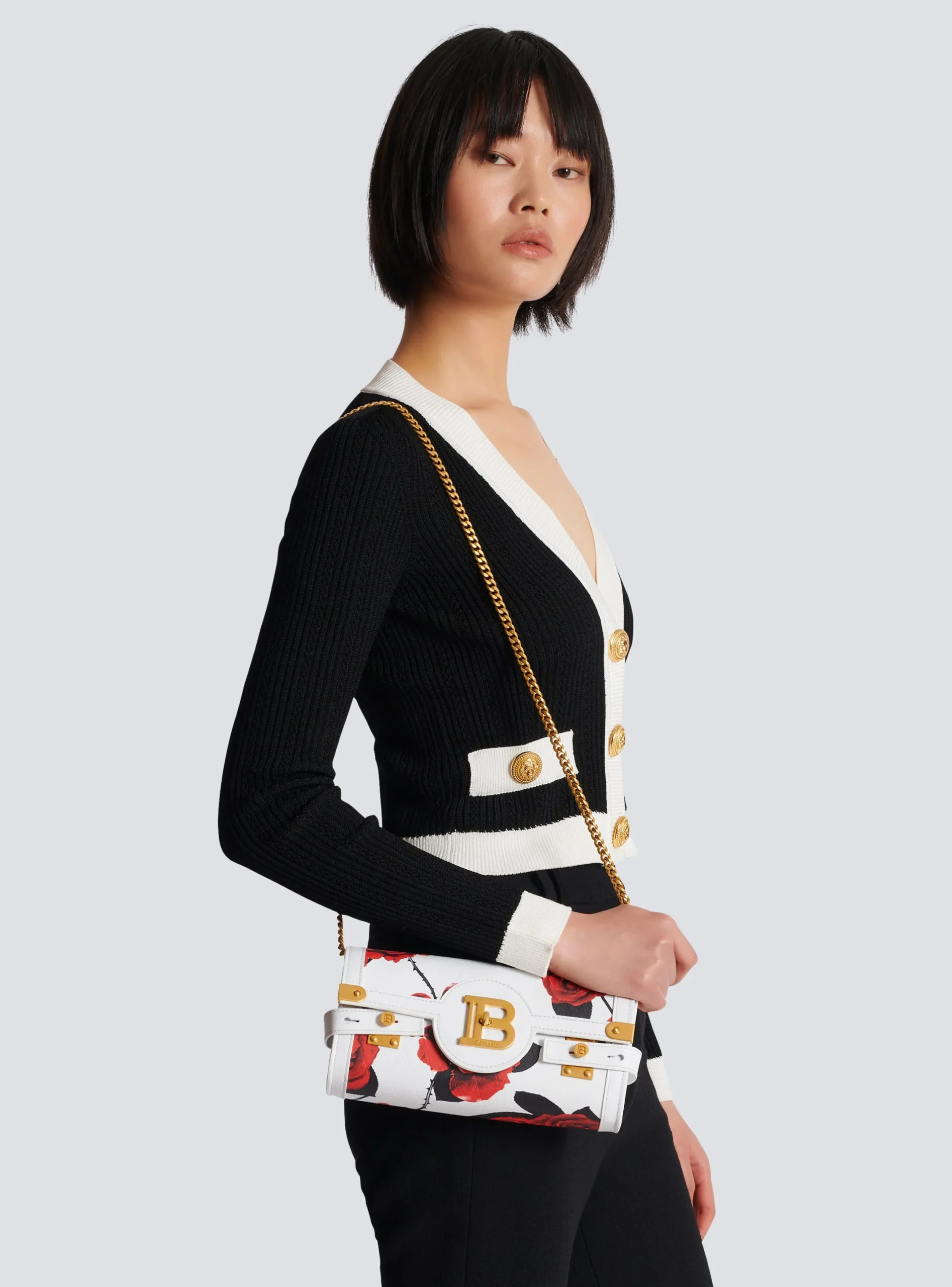 Cheap Calfskin B-Buzz Pouch 23 With A Roses Print And Embossed Grid Motif Women Mini Bags|Shoulder Bags