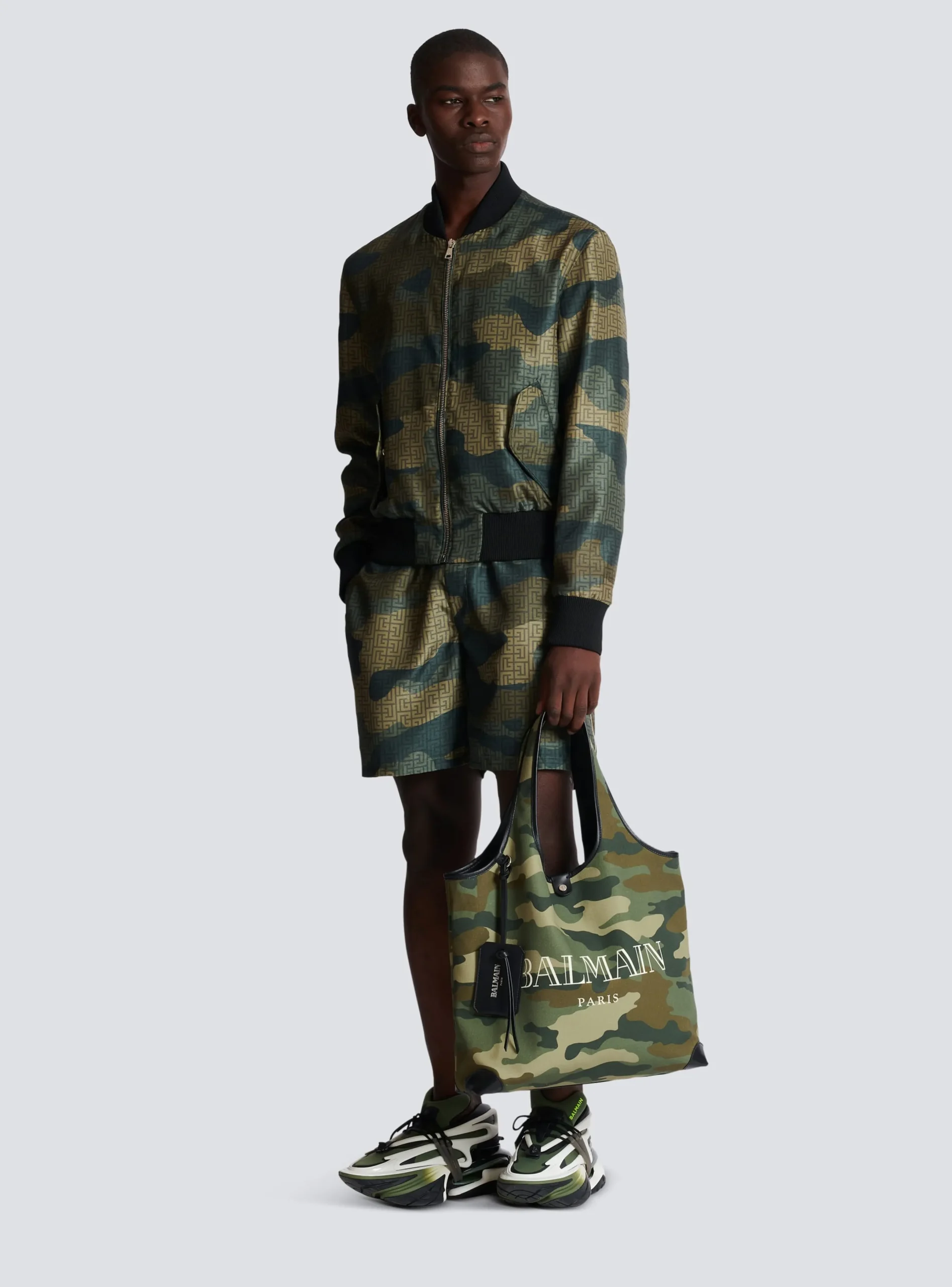 Fashion Camouflage Monogrammed Shantung Bomber Jacket Outerwear