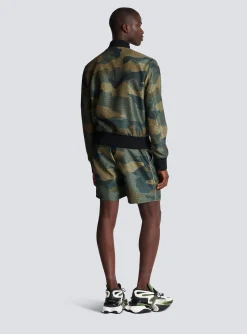 Fashion Camouflage Monogrammed Shantung Bomber Jacket Outerwear