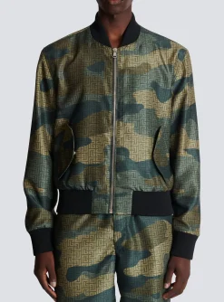 Fashion Camouflage Monogrammed Shantung Bomber Jacket Outerwear