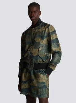 Fashion Camouflage Monogrammed Shantung Bomber Jacket Outerwear