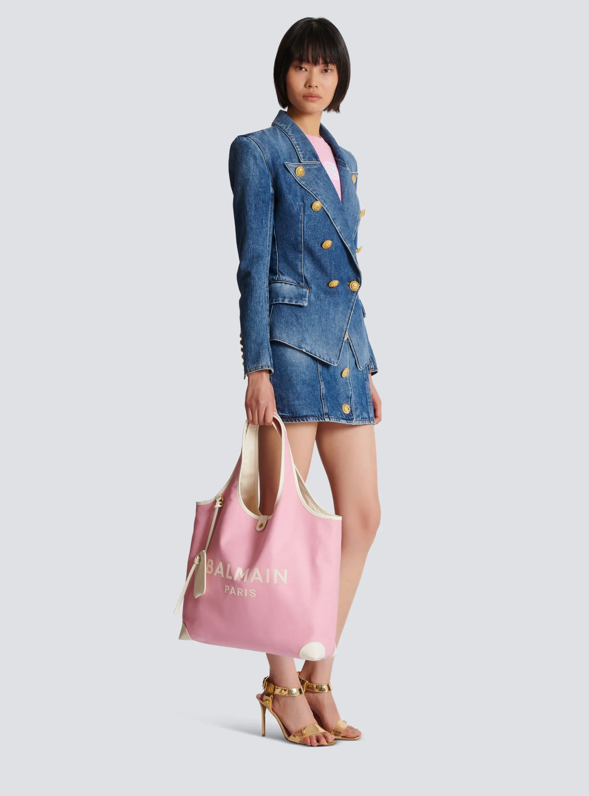 Outlet Canvas And Leather B-army Grocery Bag Women Tote Bags|Shoulder Bags