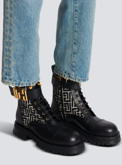 Cheap Charlie Monogram Jacquard And Leather Ranger Boots Women Boots