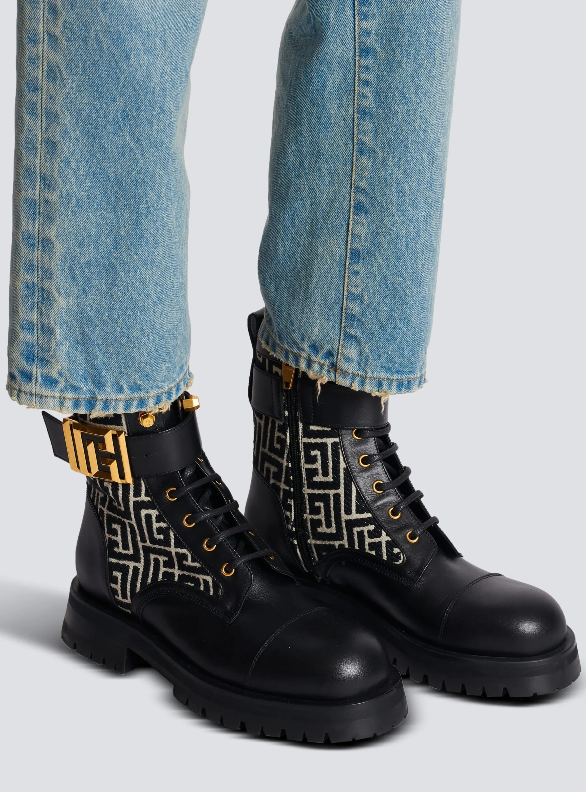 Cheap Charlie Monogram Jacquard And Leather Ranger Boots Women Boots
