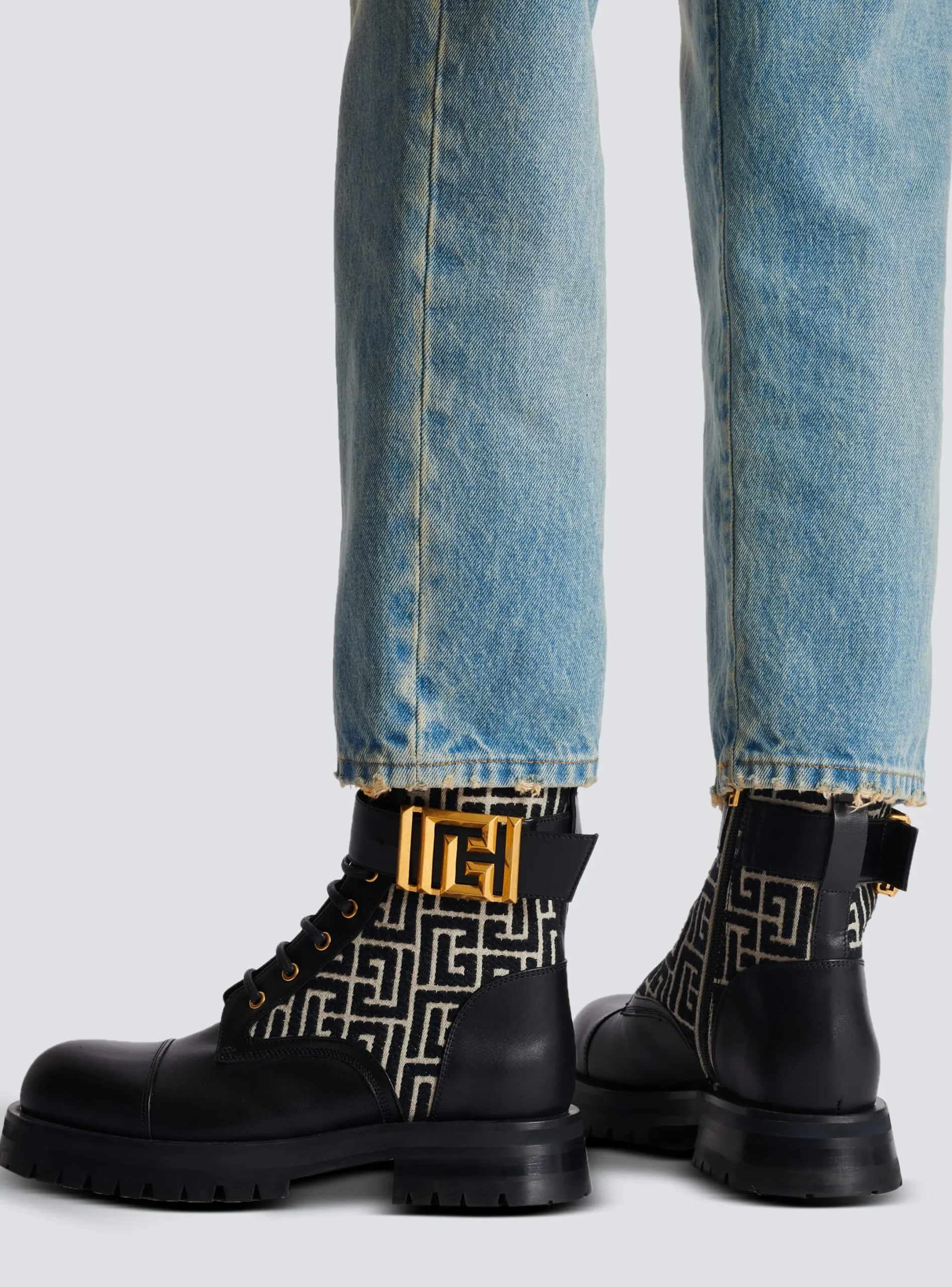 Cheap Charlie Monogram Jacquard And Leather Ranger Boots Women Boots