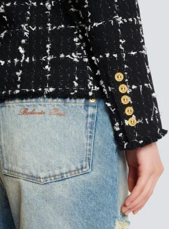 Cheap Check Tweed 6-button Jacket Women Jackets And Blazers