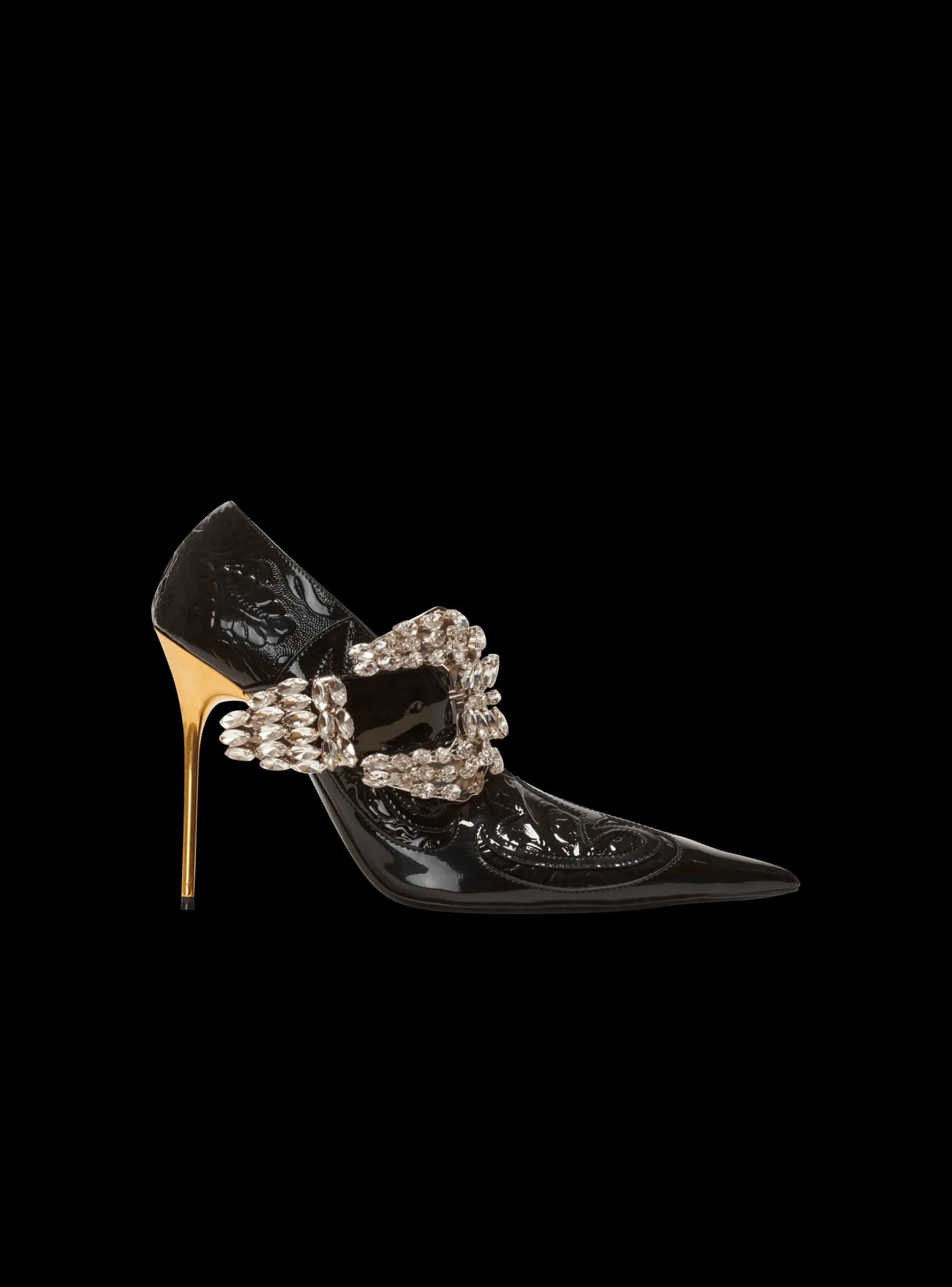 Shop Clara Western Patchwork Patent Leather Pumps Women High Heels & Pumps