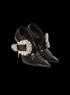 Shop Clara Western Patchwork Patent Leather Pumps Women High Heels & Pumps