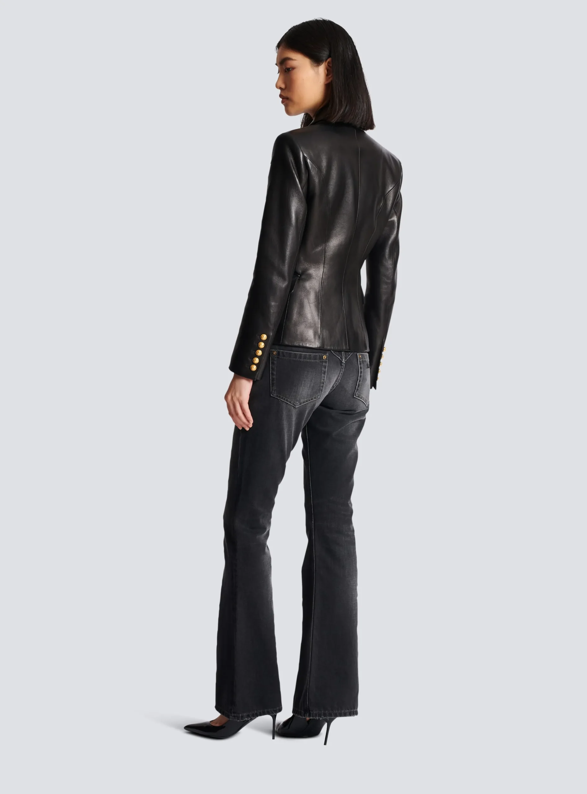 Cheap Classic 6-button Leather Jacket Women Jackets And Blazers