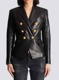 Cheap Classic 6-button Leather Jacket Women Jackets And Blazers