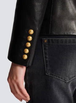 Cheap Classic 6-button Leather Jacket Women Jackets And Blazers