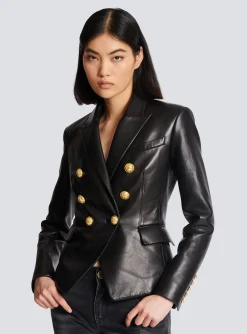 Cheap Classic 6-button Leather Jacket Women Jackets And Blazers
