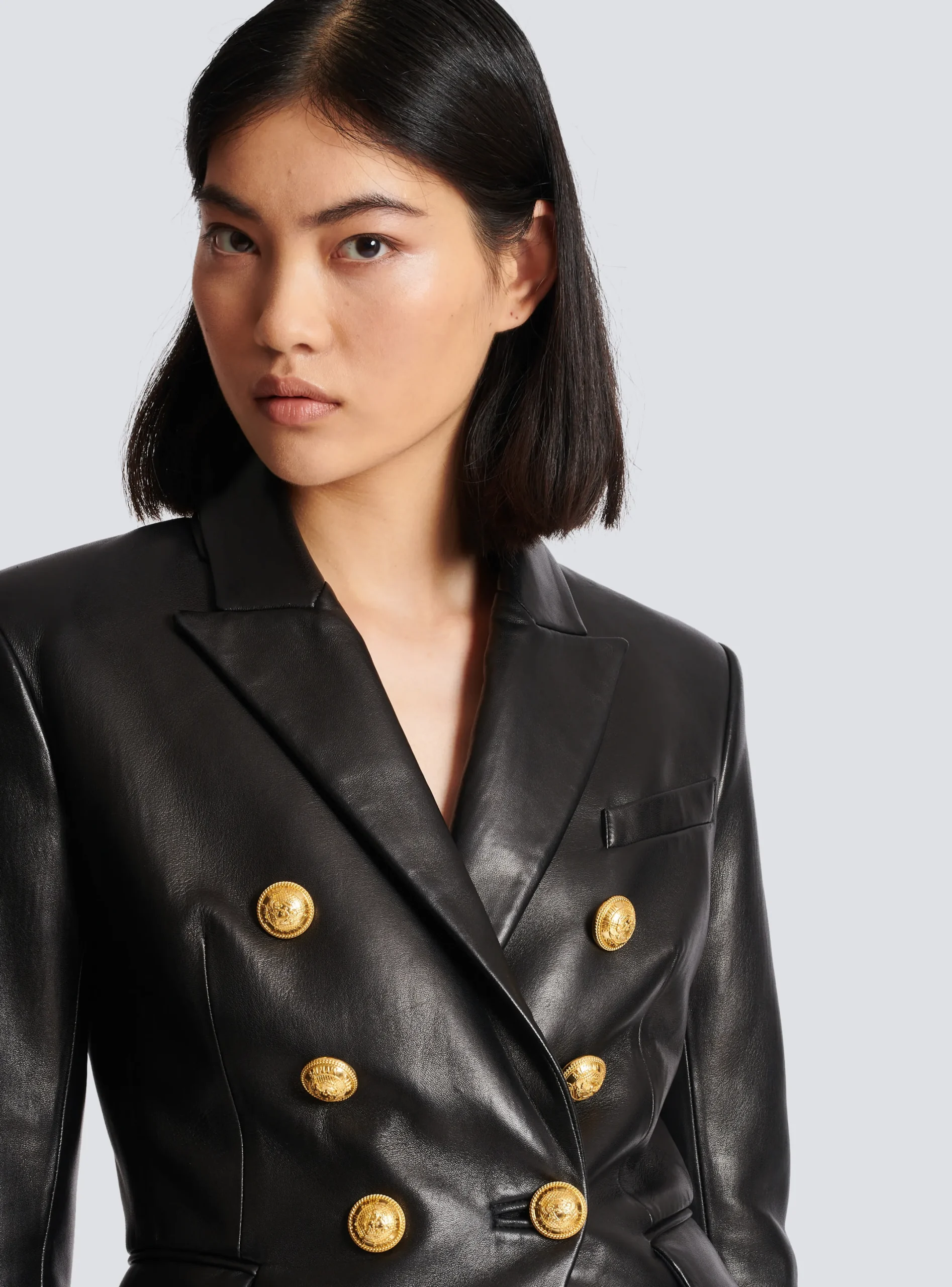 Cheap Classic 6-button Leather Jacket Women Jackets And Blazers
