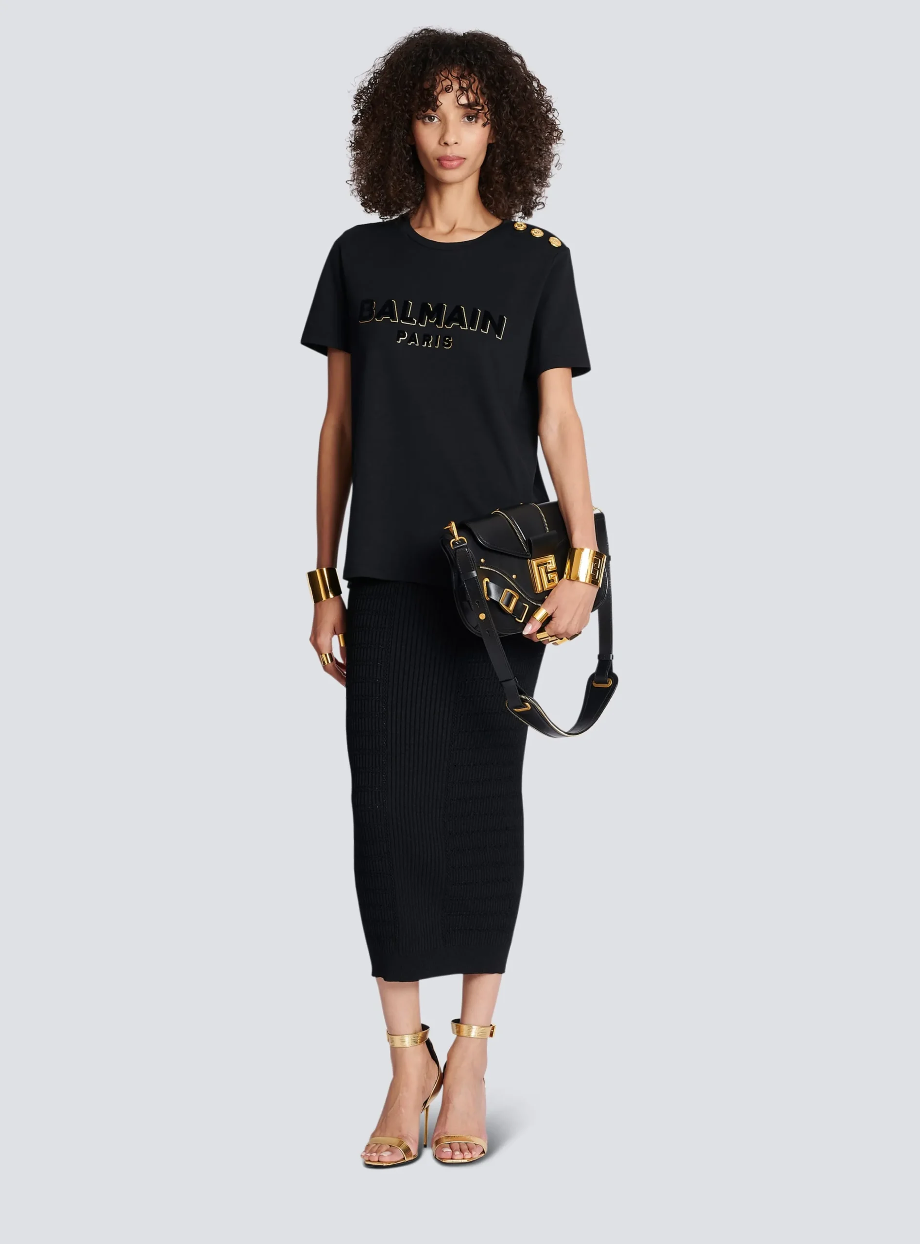 Shop Cotton T-shirt With Flocked Metallic Logo Women T-Shirts