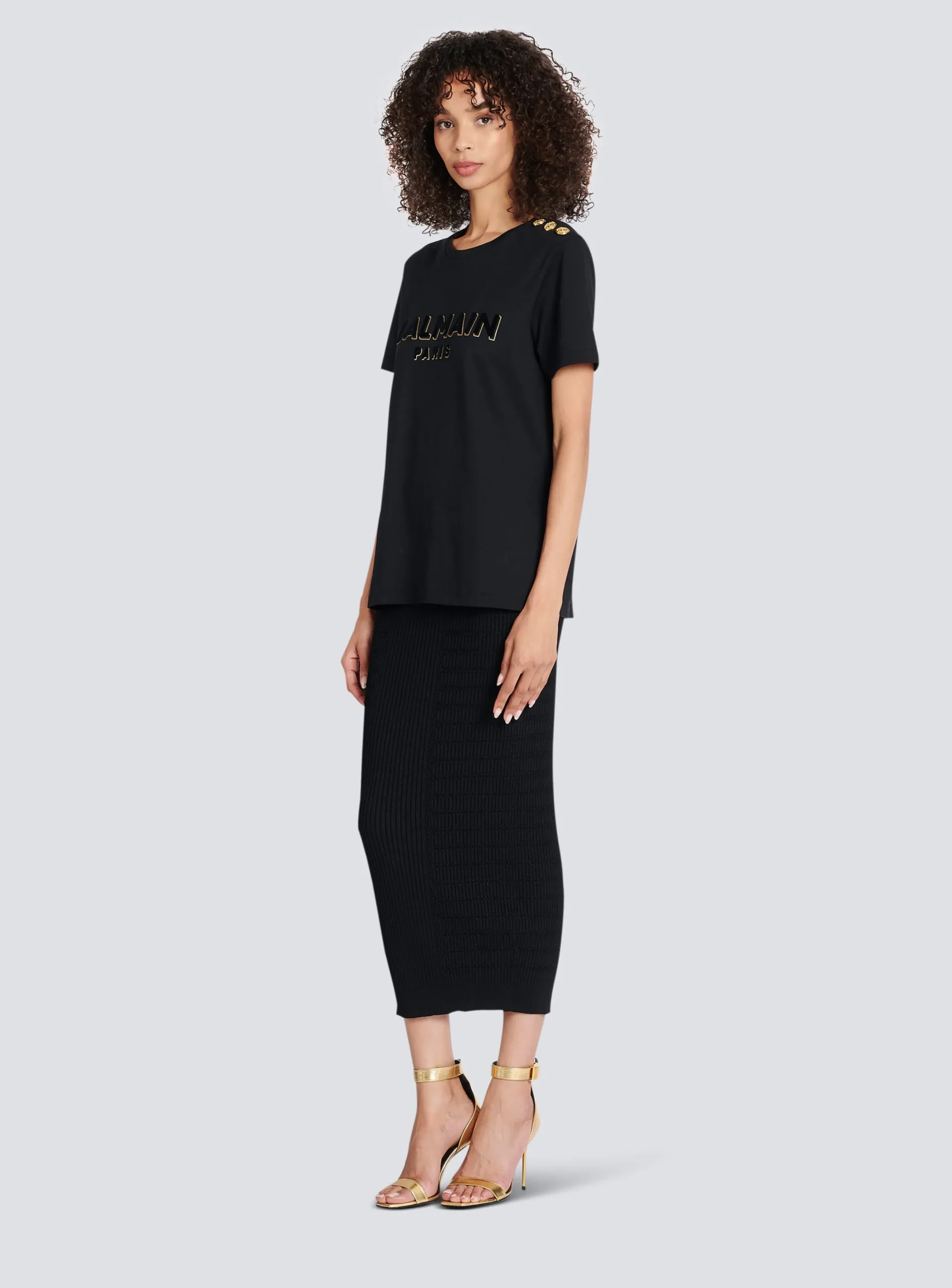 Shop Cotton T-shirt With Flocked Metallic Logo Women T-Shirts