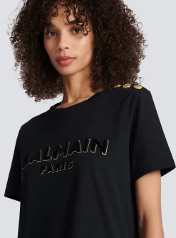 Shop Cotton T-shirt With Flocked Metallic Logo Women T-Shirts