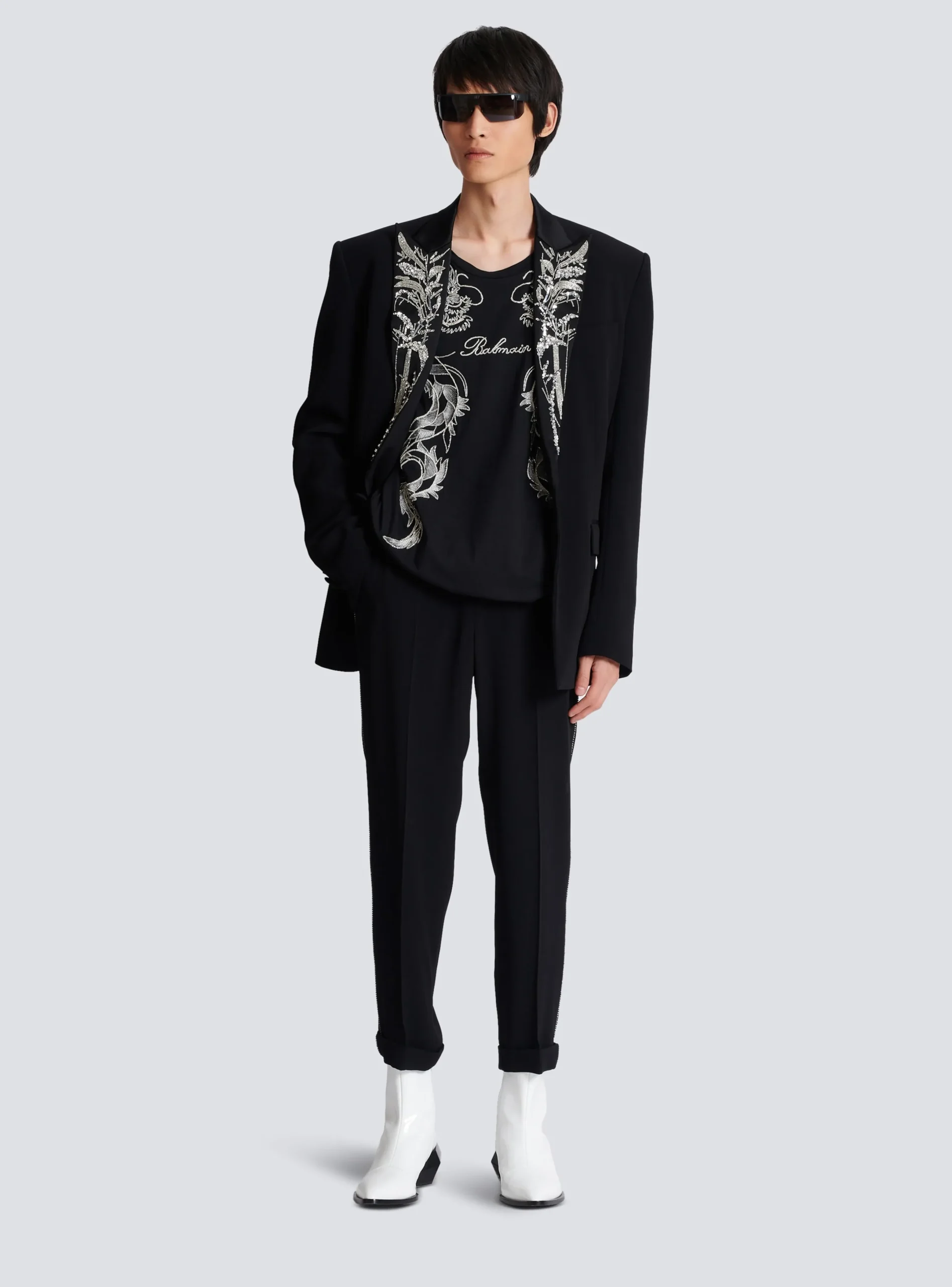 Cheap Crepe And Rhinestone Trousers Trousers And Shorts