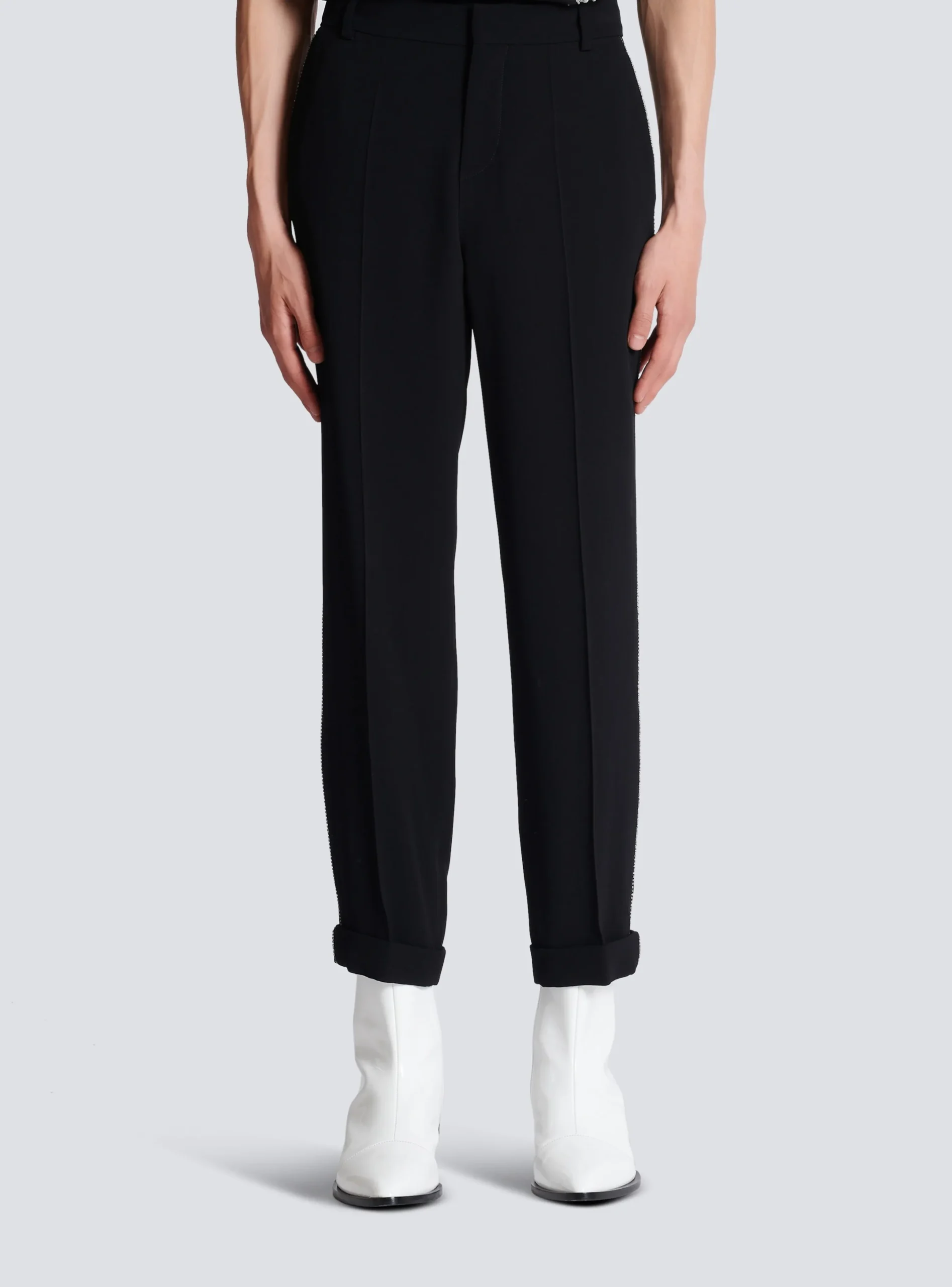 Cheap Crepe And Rhinestone Trousers Trousers And Shorts