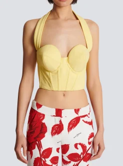Best Crepe Halterneck Crop Top Women Tops And Shirts