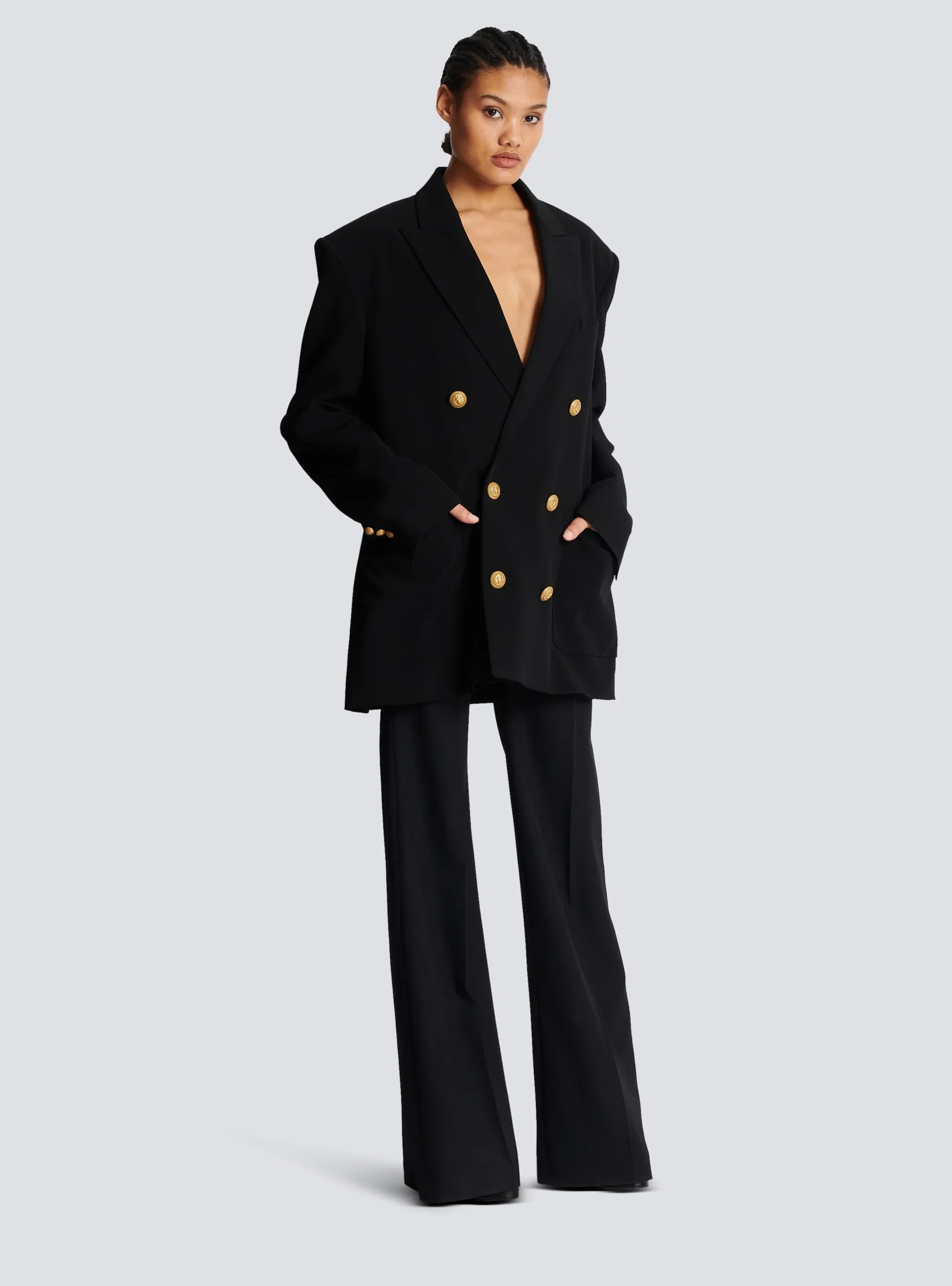 Discount Crepe Jacket With Double-breasted Button Fastening Women Jackets And Blazers|Jackets And Blazers