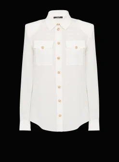 Best Sale Crepe Shirt With Golden Buttons Women Tops And Shirts